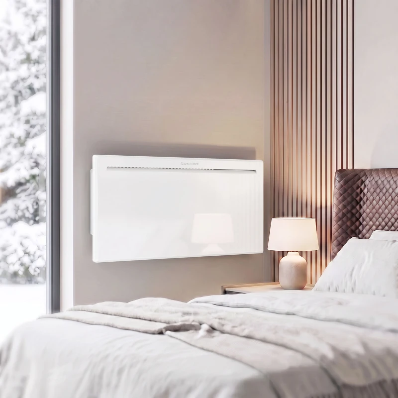 HOMCOM Smart Panel Heater Wall Mounted/Freestanding, Electric Heater with Weekly Timer, Open Window & Anti-Frost, 2000W, White