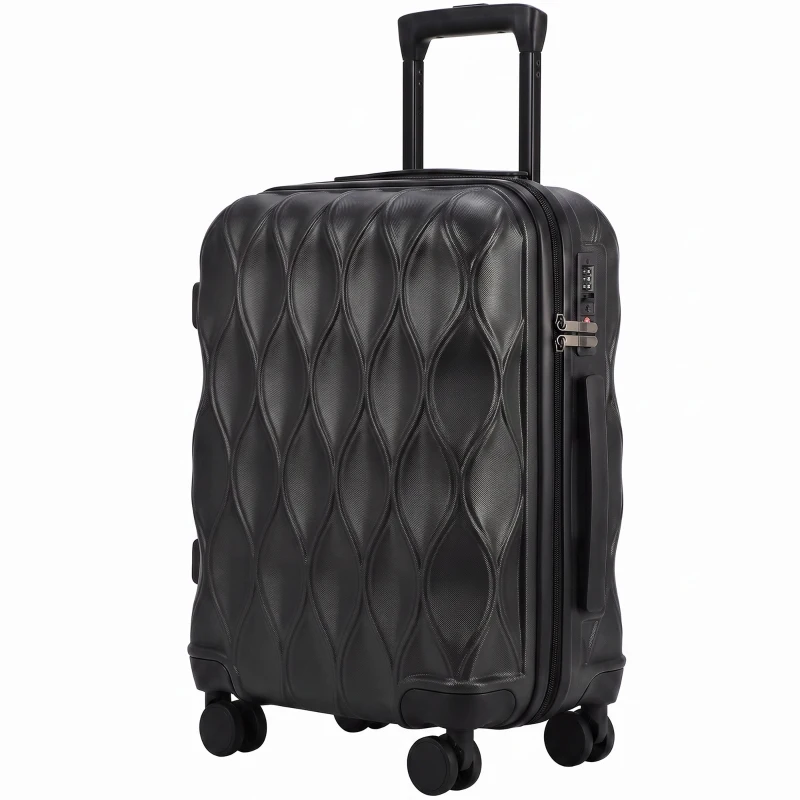 HOMCOM 20Inch Suitcase, ABS Hard Shell Carry On Luggage with TSA Lock, Spinner Wheels, Telescopic Handle, Black