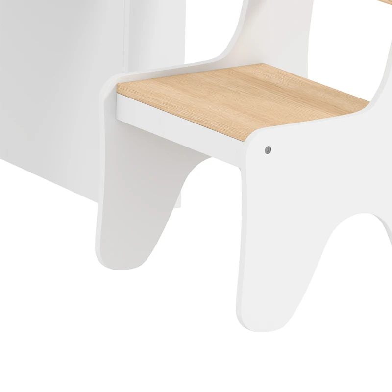 AIYAPLAY Bureau et Chaise pour Enfant 2 Pièces, Ensemble Table d'Activité avec Bibliothèque pour Dessin, Lecture et Jeux, Blanc