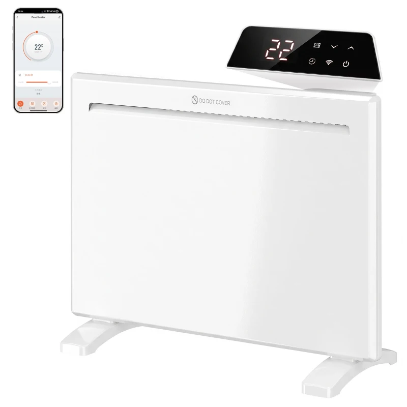 HOMCOM Smart Panel Heater Wall Mounted/Freestanding, Electric Heater with Weekly Timer, Open Window & Anti-Frost, 1000W, White