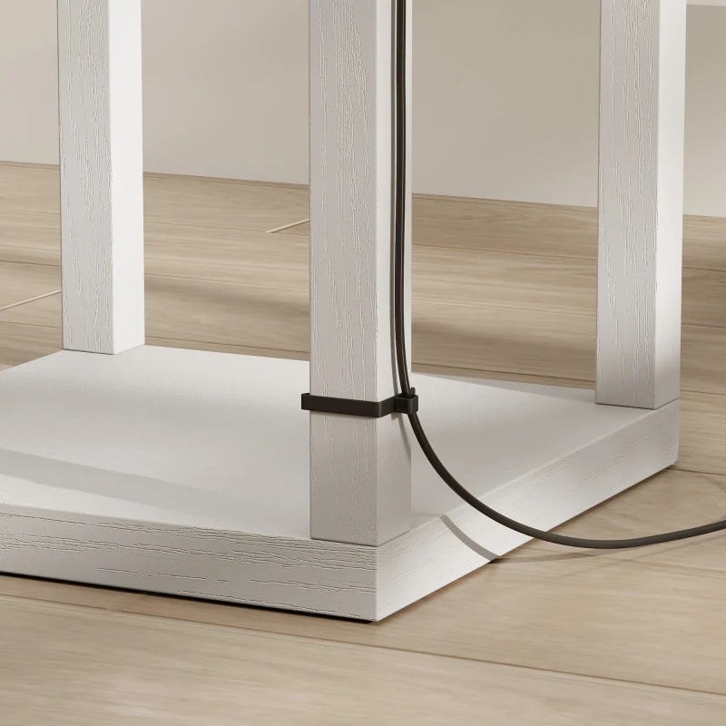 HOMCOM Vloerlamp met planken, moderne dimbare staande lamp met stoffen kap, instelbare kleurtemperatuur, wit