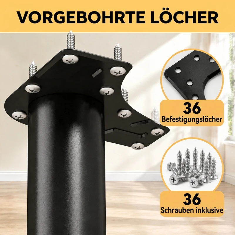HOMCOM Tischbeine im Industrie-Look und Tischfüße Metall mit Schrauben in Schwarz