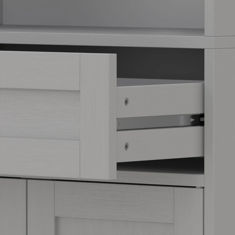 HOMCOM 170 cm Tall Kitchen Pantry with Adjustable Shelves, Freestanding Storage Cabinet with Open Shelf, Grey