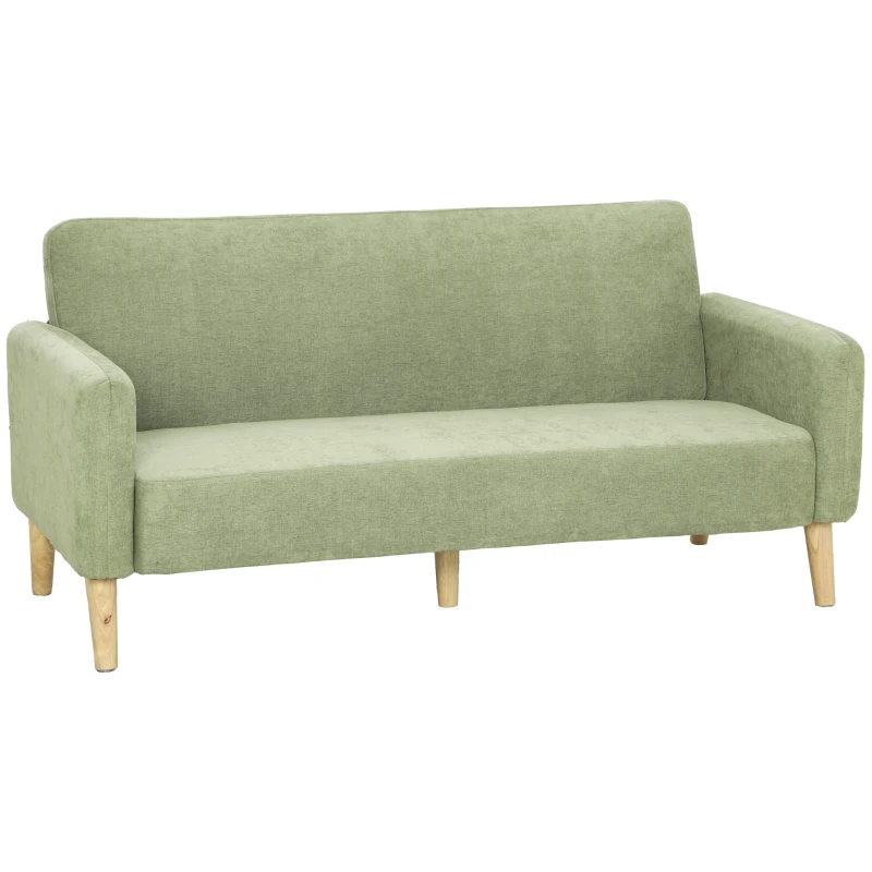 HOMCOM Canapé 2 places 160 cm Toucher Velours Rembourrage Épais Assise Large et Pieds en Bois de Caoutchouc Vert