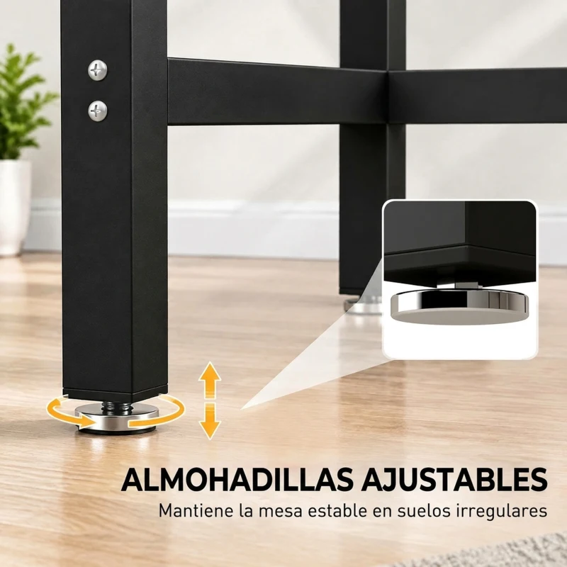 HOMCOM Patas de Mesa de Acero Patas para Muebles Industriales con Almohadillas Ajustables y Tornillos 150x50x81,5 cm Negro