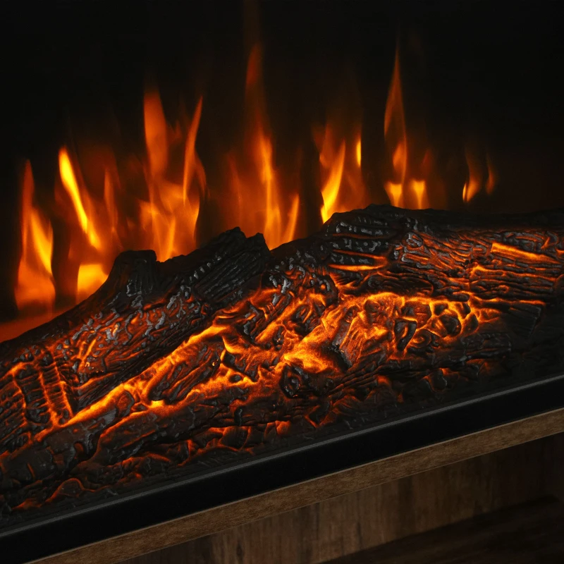 HOMCOM Electric Fireplace Suite with Shelf, 25" 1800W Electric Fire and Surround with LED Flame, 5 Brightness, Remote, Oak