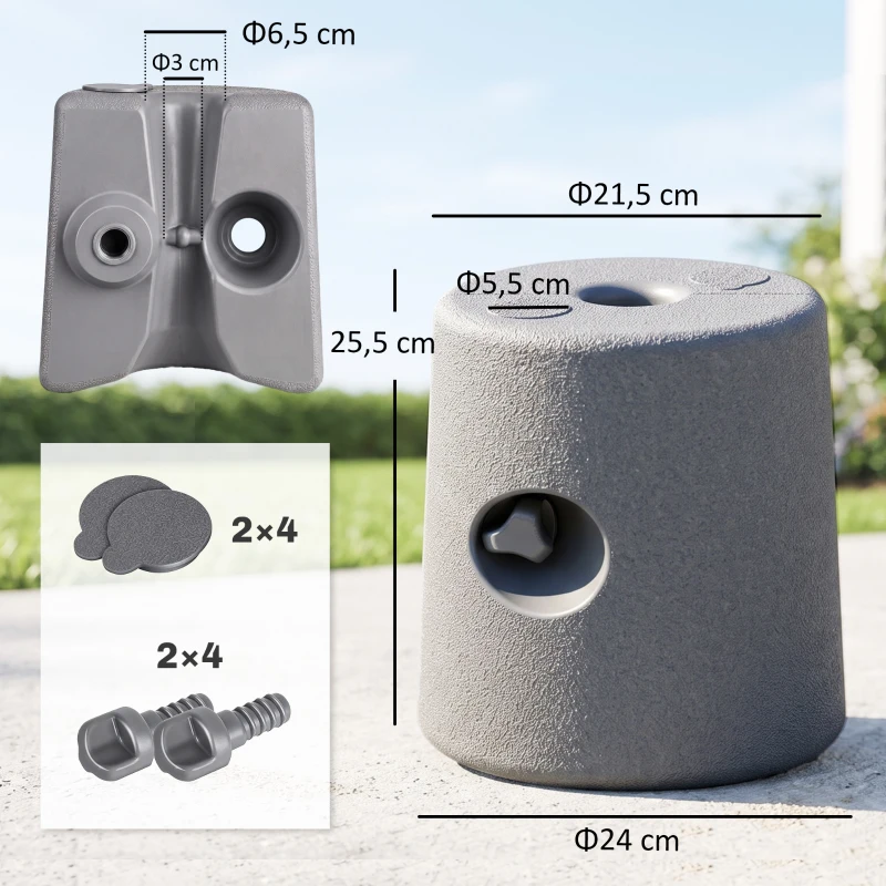 Outsunny Lot de 4 Pieds de tonnelle pop-up remplis d'eau ou de sable pieds de sol pour pavillon en HDPE avec vis de sécurité