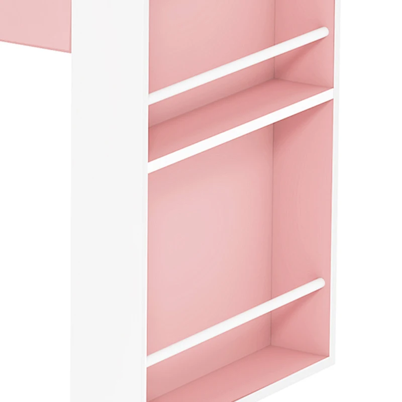 AIYAPLAY Bureau et Chaise pour Enfant 2 Pièces, Ensemble Table d'Activité, Tiroir, Bibliothèque pour Dessin, Lecture, Blanc Rose