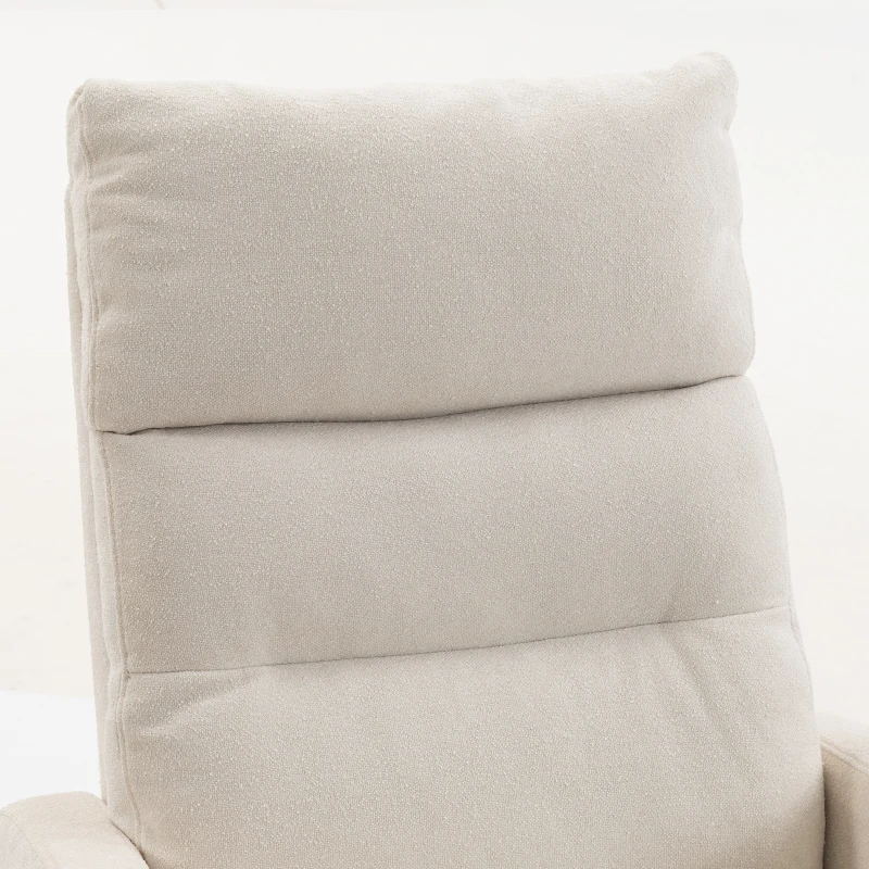 HOMCOM Upholstered Rocking Chair Retractable Footrest Rocker Chair High Back for Living Room Cream White