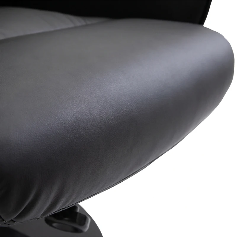 HOMCOM Fotoliu Relax Rotativ 360° din Metal și Piele Sintetică, cu Suport pentru Picioare, Spătar Reglabil, Negru