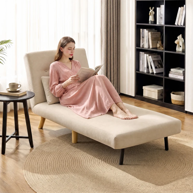 HOMCOM 3-in-1 Schlafsessel, Klappsessel mit Schlaffunktion, verstellbare Click-Clack-Rückenlehne, Beige