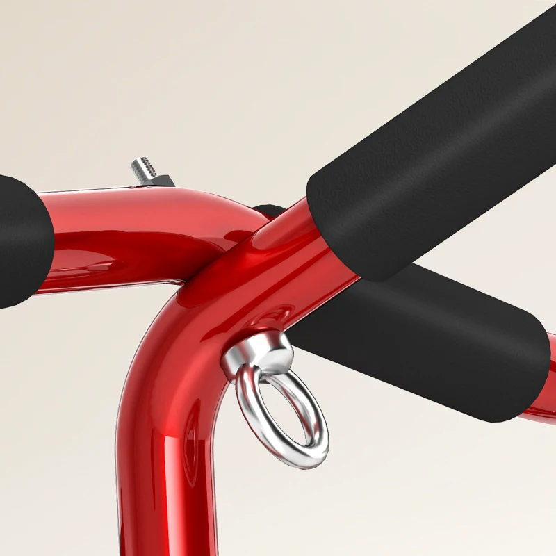 SPORTNOW Barre de Traction Porte et Pompes au Sol Sans Perçage Pull Up Bar 2 en 1 150 kg Sécurité Anti-Chute 96x45x27cm Rouge