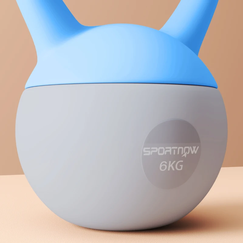 SPORTNOW Kettlebell 6 kg, mit rutschfestem Griff für Fitness, Krafttraining, Cardio, 19 x 19 x 28 cm, Hellblau