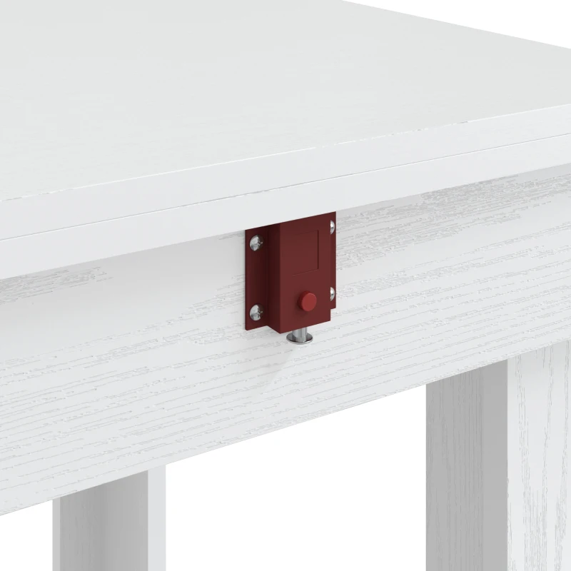 HOMCOM Folding Dining Table Under-Table Storage Extendable Kitchen Table Steel Rail White