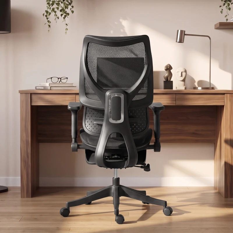 HOMCOM Scaun de birou ergonomic cu suport pentru picioare și mesh respirabil, negru