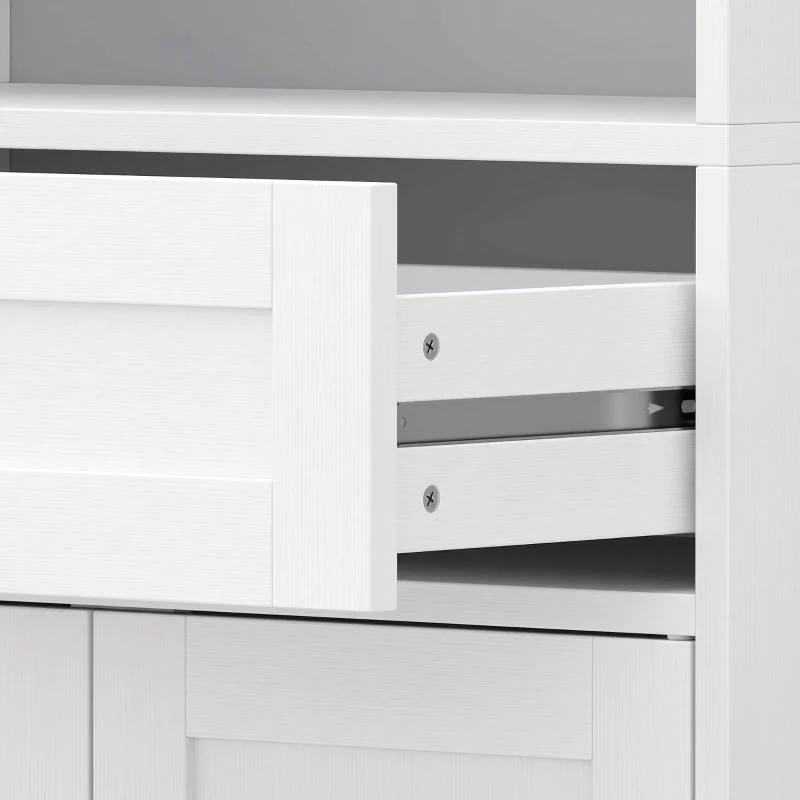 HOMCOM 170 cm Tall Kitchen Pantry with Adjustable Shelves, Freestanding Storage Cabinet with Open Shelf, White Wood Effect