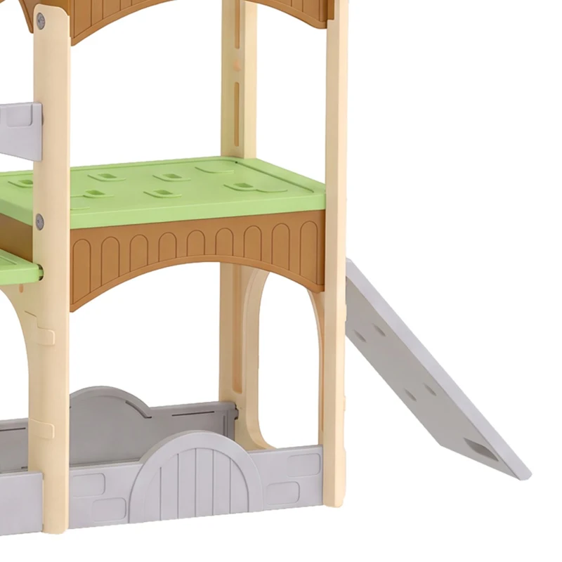 AIYAPLAY 5 in 1 Kids Indoor Playset Toddler Slide with Climbing Wall Storage Space Dual Platforms Indoor Playground for 3-6 Years