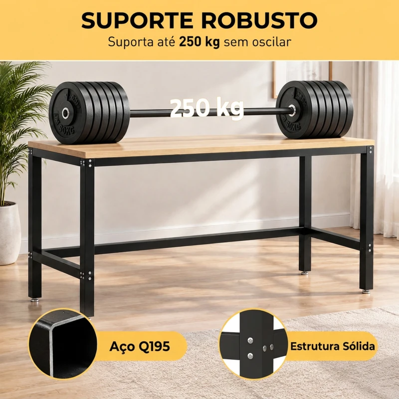 HOMCOM Estrutura de Pernas para Mesa em Aço com Pés Ajustáveis e Parafusos 150x50x81,5 cm Preto