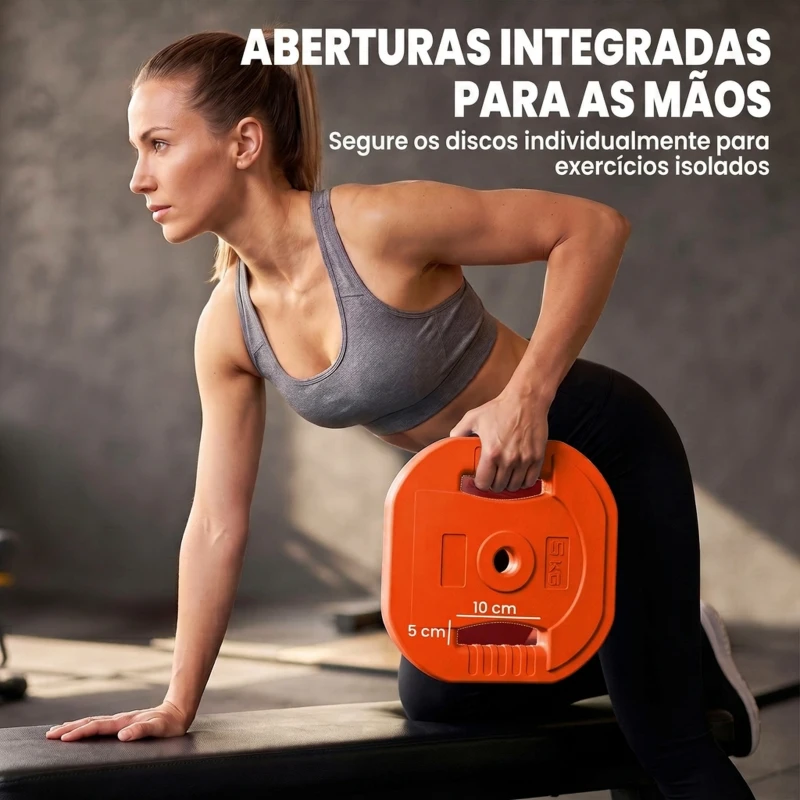 SPORTNOW Conjunto de Pesos Antiderrapante com Barra e 6 Discos 20 kg
