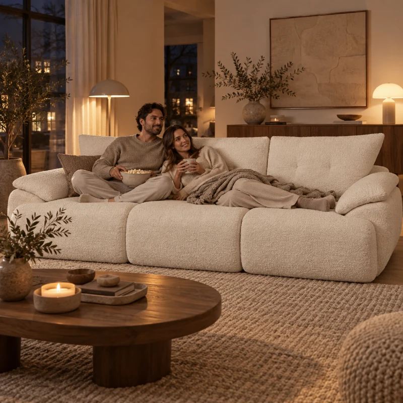 HOMCOM 3-zitsbank 260 cm van chenille, frameloze modulaire bank met extra breed en diep zitvlak en brede armleuningen