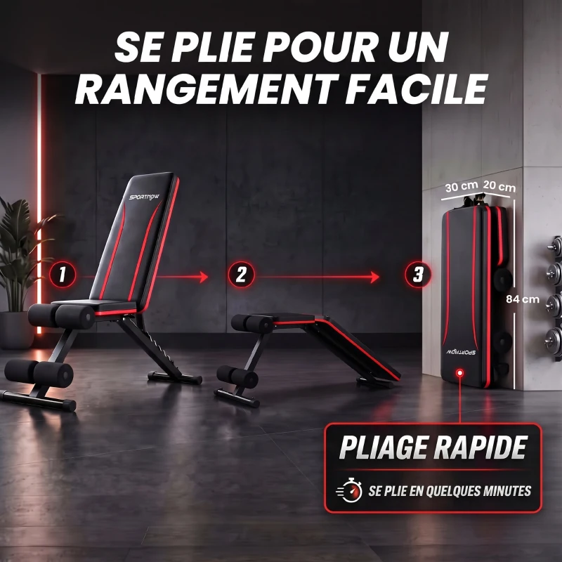 SPORTNOW Banc de Musculation Réglable Pliable Bandes de Résistance Développé Couché Inclinable Déclinable 128x42,5x115cm noir