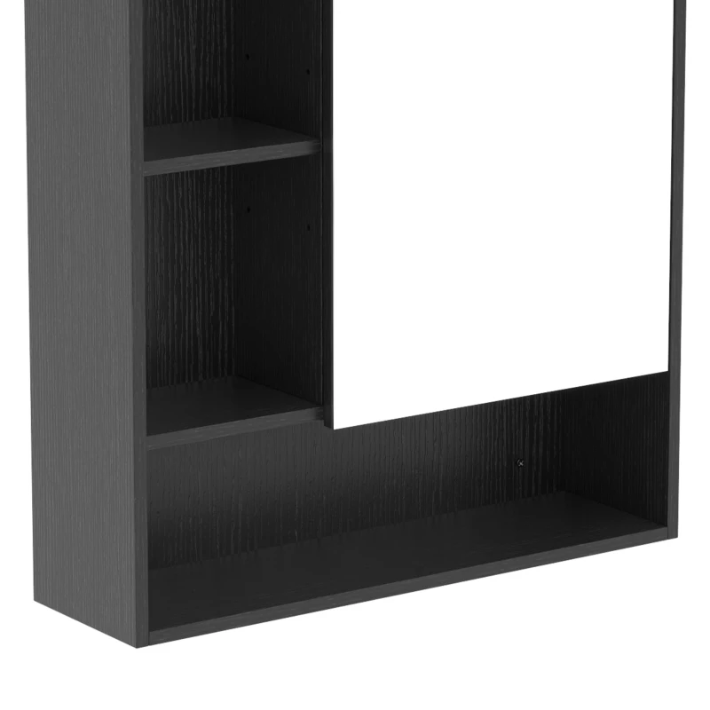 HOMCOM Bathroom Mirror Cabinet, Wall-Mounted Bathroom Cabinet with Mirror Door, Adjustable Shelves, Black