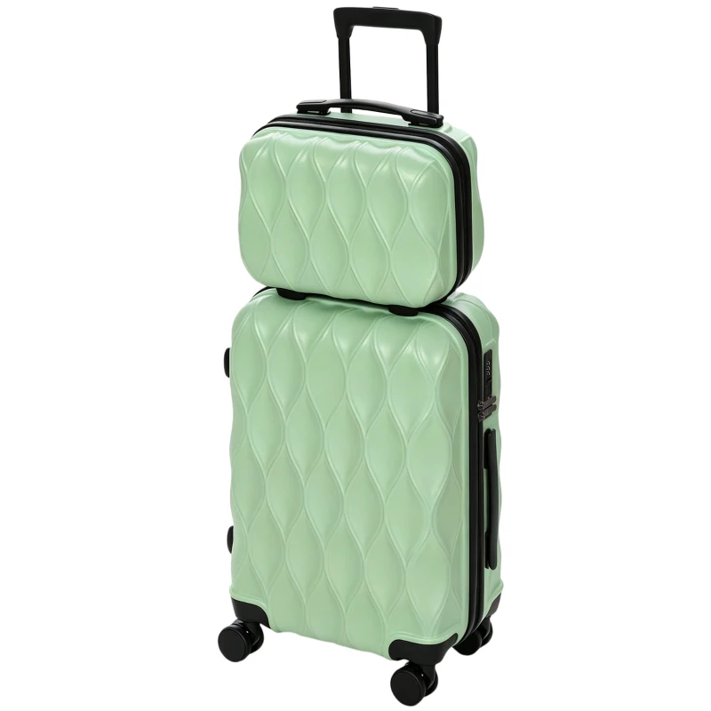 HOMCOM 2-Piece Luggage Set, ABS Hard Shell Carry On Suitcase Set with TSA Lock, Spinner Wheels, 12/20 inch, Green