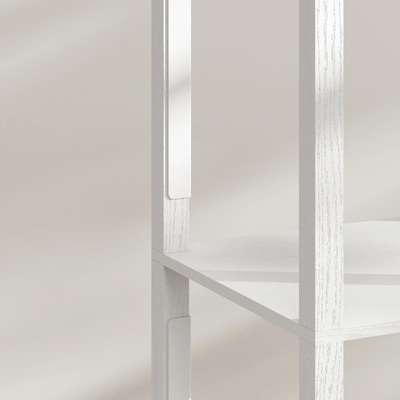 HOMCOM LED vloerlamp met planken, moderne dimbare staande lamp met 3 helderheidsniveaus en voetschakelaar, wit