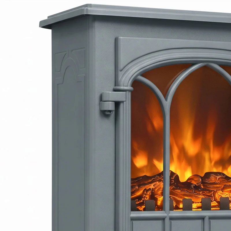 HOMCOM Freestanding Electric Fireplace, Electric Log Burner with LED Flame Effect, Overheating Safety System, 1000W/2000W Grey