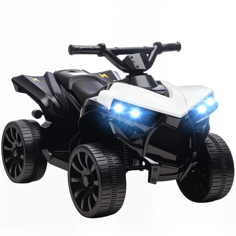 AIYAPLAY 6V Kids ATV, 4 Wheeler Electric Ride on Car with Music and LED Headlights, for Ages 18-56 Months Boys and Girls, White