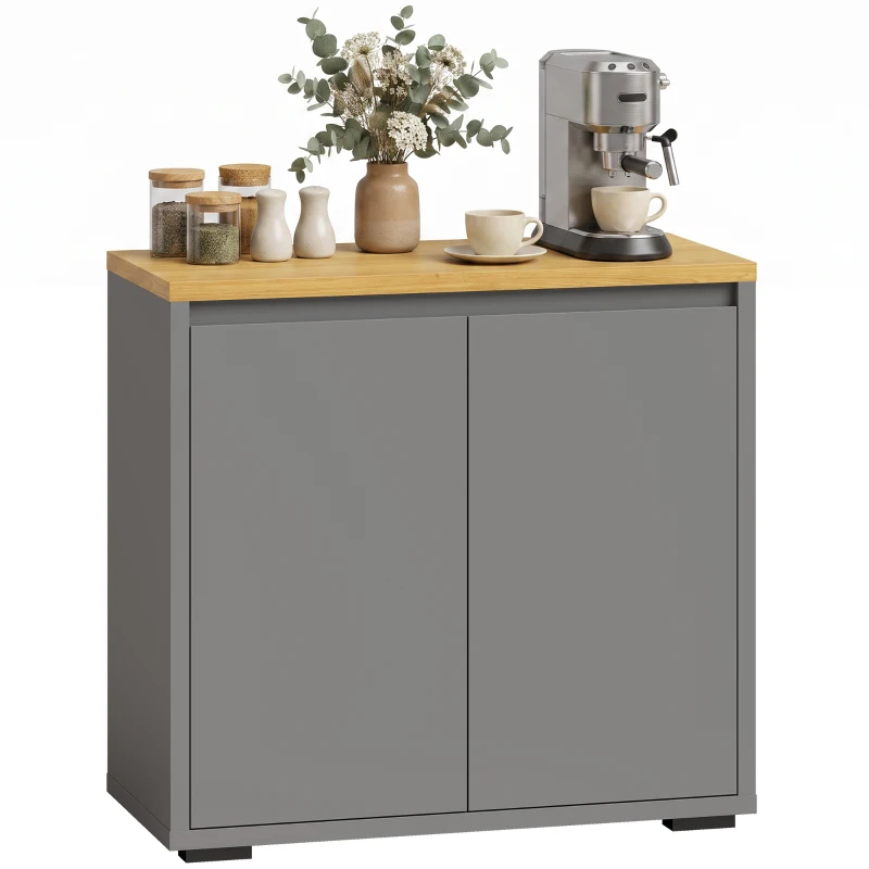 HOMCOM Kitchen Sideboard, Storage Cabinet with Double Doors and Adjustable Shelf for Living Room, Entryway, Grey