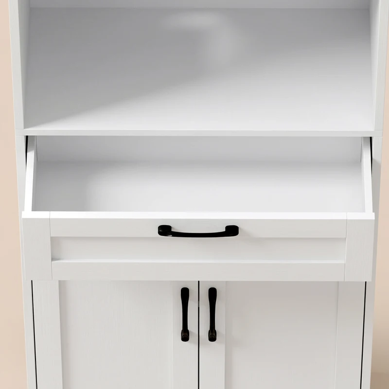 HOMCOM 170 cm Tall Kitchen Pantry with Adjustable Shelves, Freestanding Storage Cabinet with Open Shelf, White Wood Effect