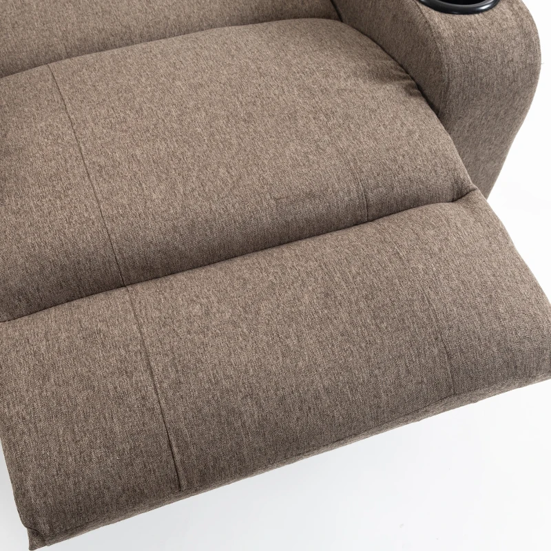HOMCOM Riser Recliner Chair with Massage and Heat, Linen Electric Lift Armchair for Elderly with Spring Cushion, Brown