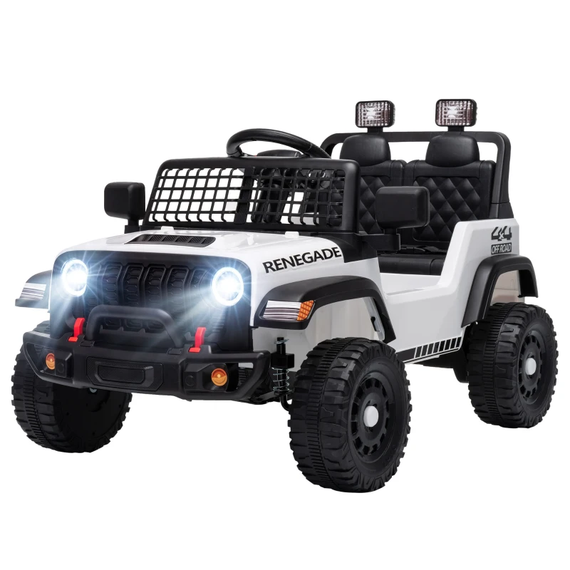 AIYAPLAY Kinder Elektroauto 12V Elektroauto für Kinder mit Fernbedienung Lithium-Akku 2 Motoren Sanftanlauf 4-Rad-Federung Weiß