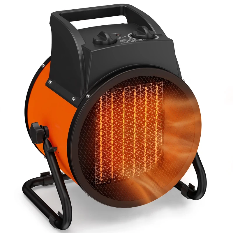 Outsunny Industrial Fan Heater 5000W with Tilting, Electric Ceramic Space Heater with Adjustable Thermostat, Handle