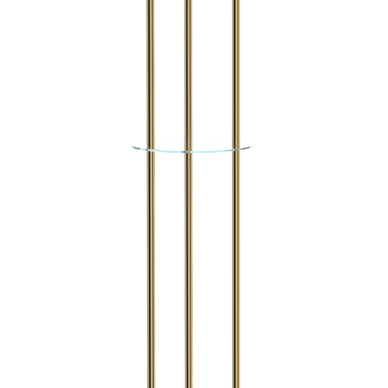 HOMCOM Floor Lamp with Shelves, 3-Light Crystal Standing Lamp with Glass Shades and Foot Switch, Bulbs Not Included, Gold Tone