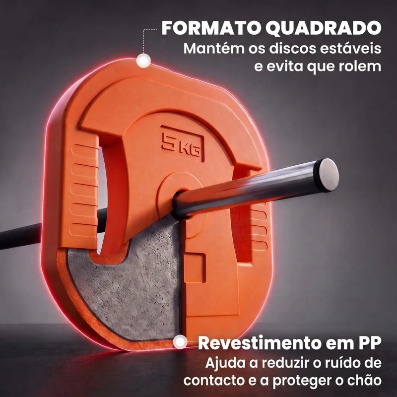 SPORTNOW Conjunto de Pesos Antiderrapante com Barra e 6 Discos 20 kg