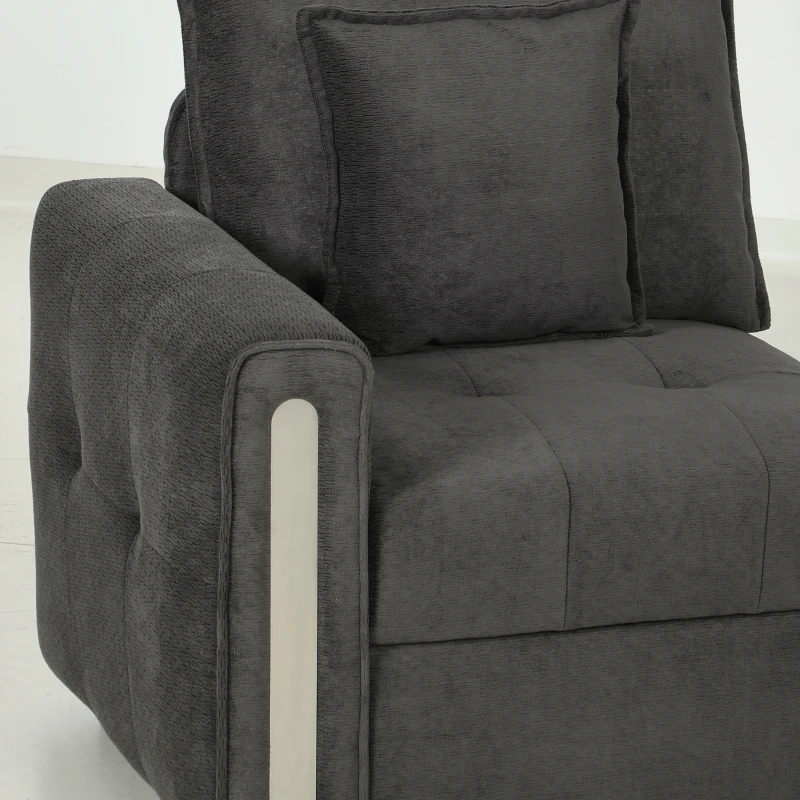 HOMCOM 3 Seater Sofa with Lift-Up Storage, 228cm Comfy Velvet Couch with Wide Deep Seat, Dark Grey