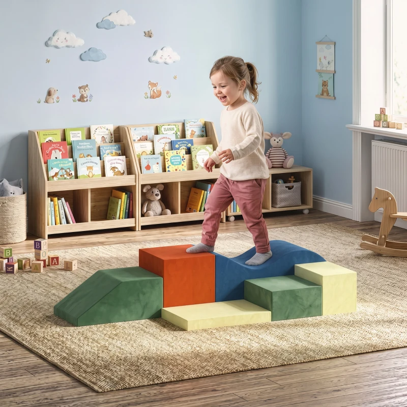 AIYAPLAY Conjunto de 6 Blocos de Espuma para Crianças, Blocos de Psicomotricidade Infantil com Base Antiderrapante, +1 Ano