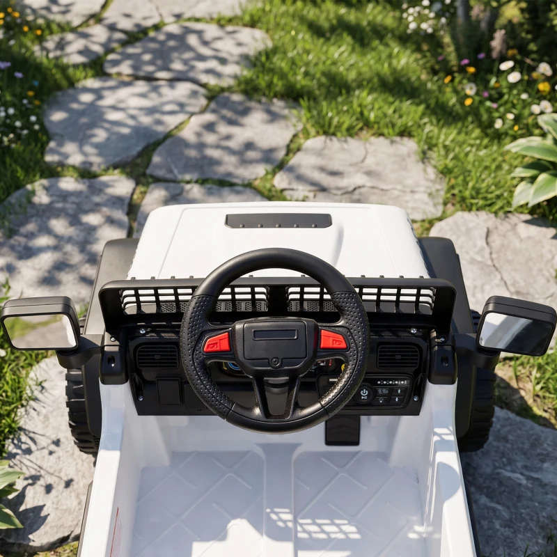 AIYAPLAY Kinder Elektroauto 12V Elektroauto für Kinder mit Fernbedienung Lithium-Akku 2 Motoren Sanftanlauf 4-Rad-Federung Weiß