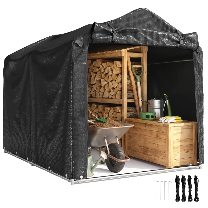 Outsunny Garagenzelt, wasserdicht Zeltgarage mit Tür, UV-beständig 220 x 157 x 165 cm Schwarz(m-12)