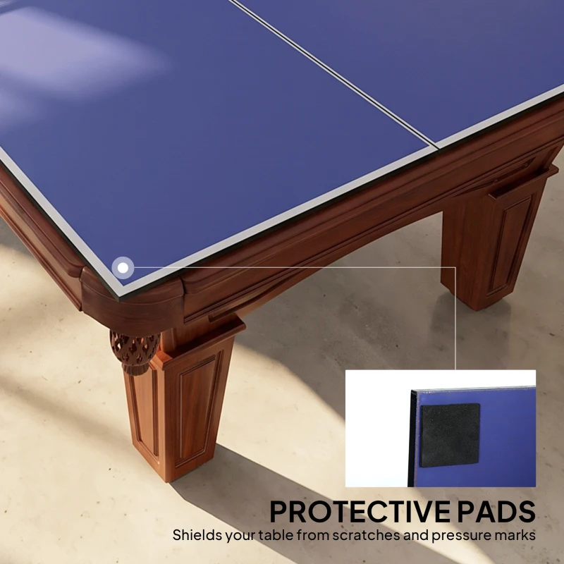 SPORTNOW 9 ft Folding Ping Pong Table Top for Billiard Tables, Table Tennis Conversion Top with Net, Foam Padding, Blue