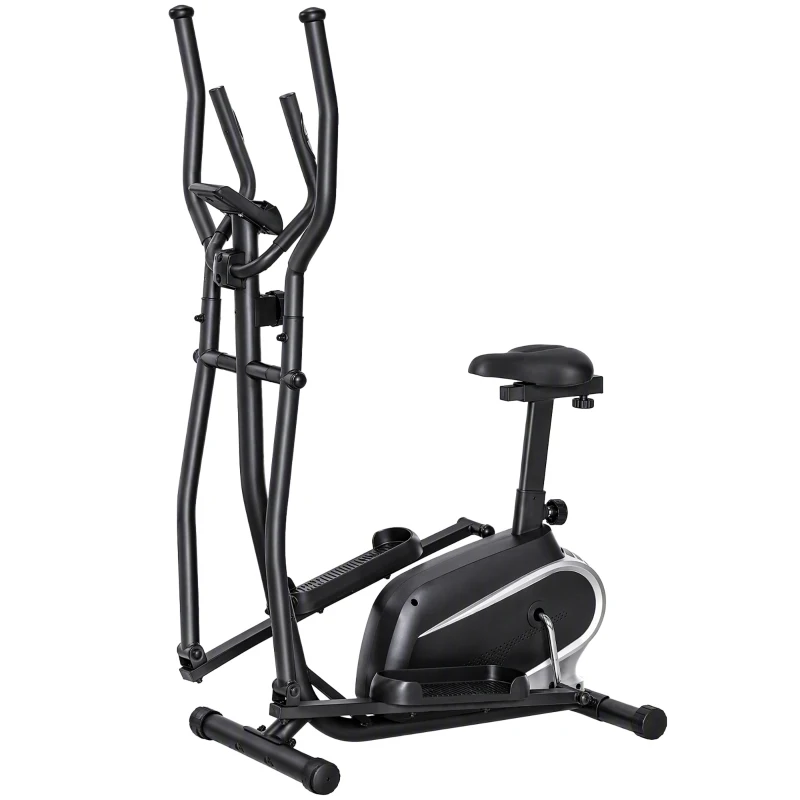HOMCOM Bicicleta Elíptica con Resistencia Magnética Ajustable de 8 Niveles Bicicleta de Fitness con Sillín Regulable Pantalla LCD Pulsómetro y Soporte para Móvil para Casa Gimnasia 103x62x151 cm Negro