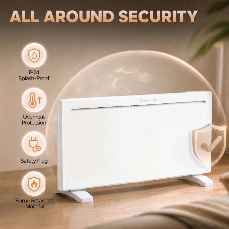 HOMCOM Smart Panel Heater Wall Mounted/Freestanding, Electric Heater with Weekly Timer, Open Window & Anti-Frost, 2000W, White