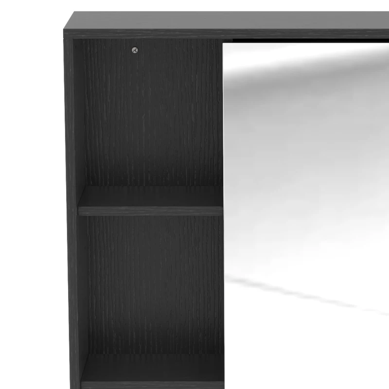 HOMCOM Bathroom Mirror Cabinet, Wall-Mounted Bathroom Cabinet with Mirror Door, Adjustable Shelves, Black