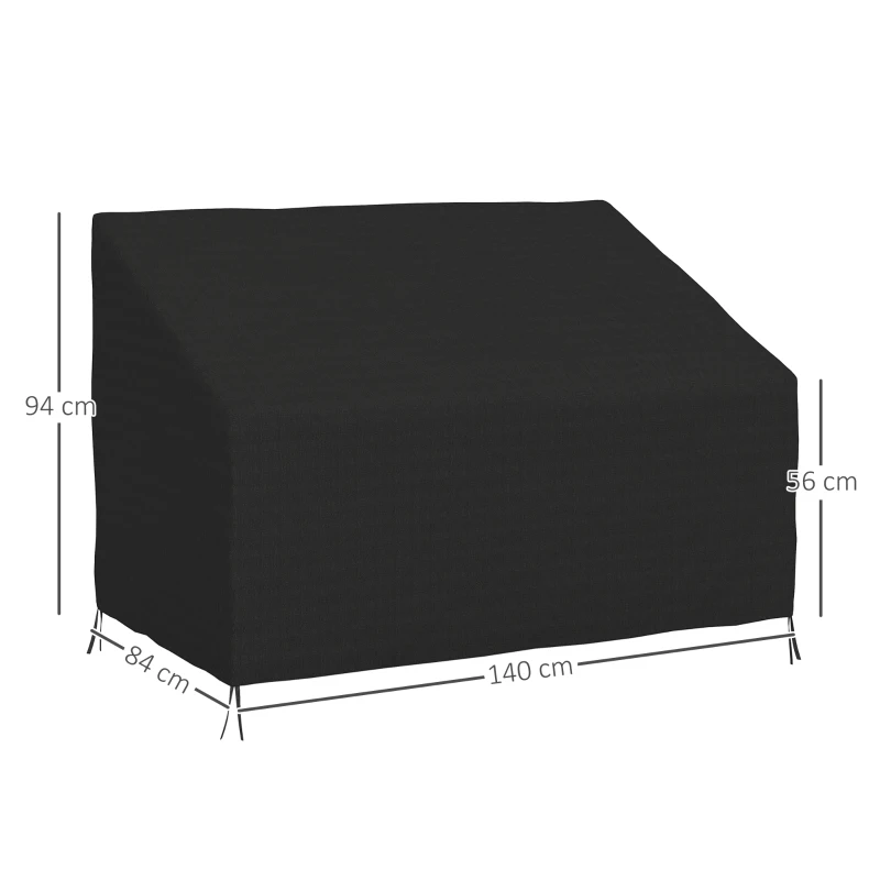 Outsunny 600D Oxford Cloth Furniture Cover, 2 Seater Sofa Protector for Garden Patio, Outdoor, Waterproof, Black, 140L x 84W x 56/94H cm