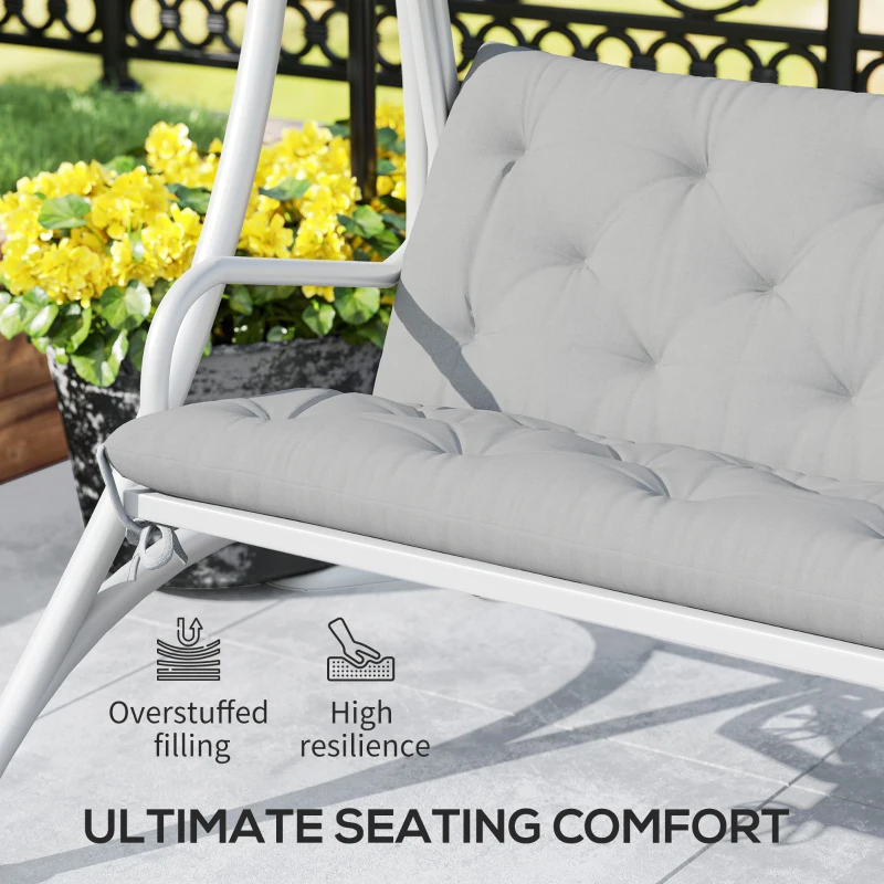 Outsunny Three-Seater Bench Cushion - Light Grey