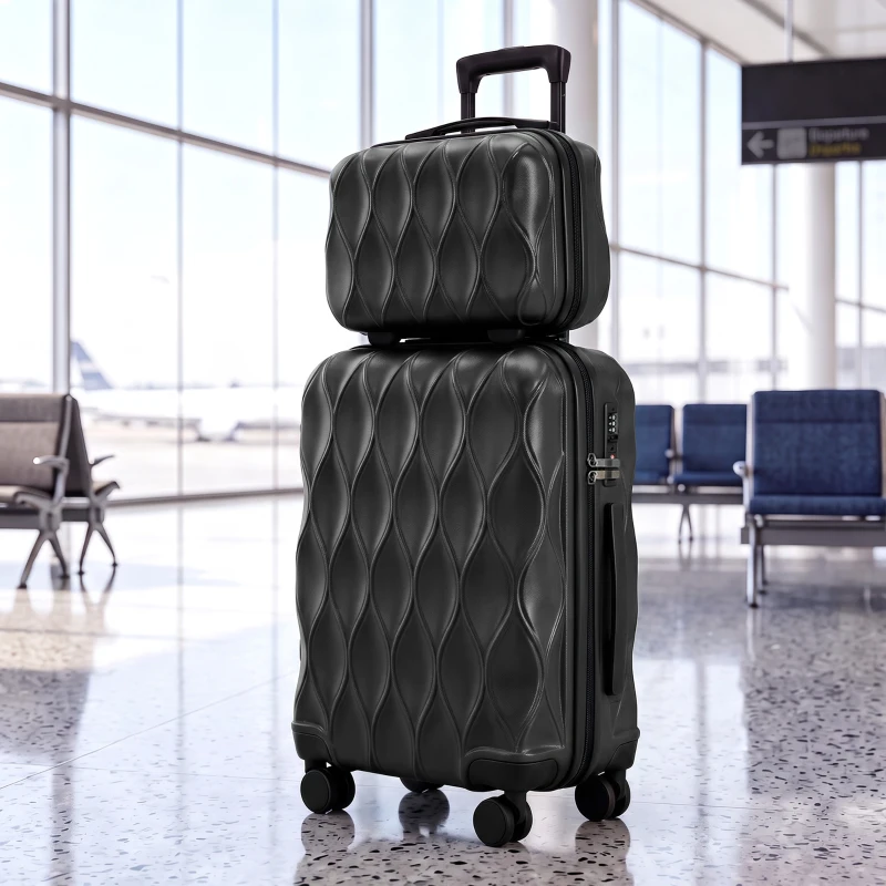 HOMCOM 2-Piece Luggage Set, ABS Hard Shell Carry On Suitcase Set with TSA Lock, Spinner Wheels, 12/20 inch, Black