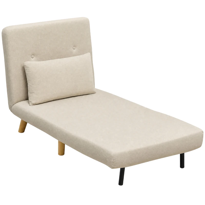 HOMCOM 3-in-1 Schlafsessel, Klappsessel mit Schlaffunktion, verstellbare Click-Clack-Rückenlehne, Beige