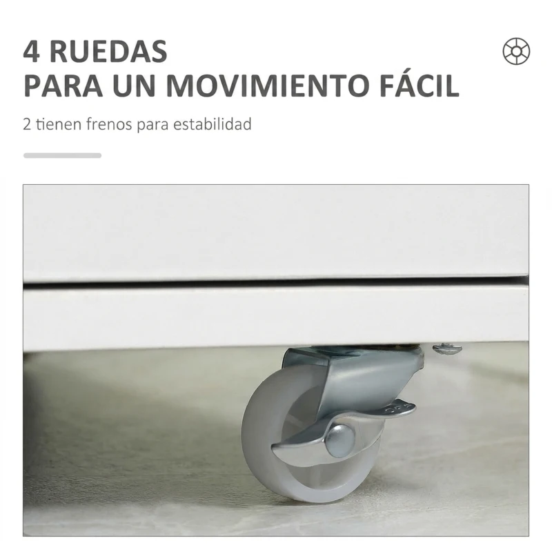 Vinsetto Cajonera de Escritorio con 7 Cajones y Ruedas Archivador Vertical para Estudio Salón 47,5x39,5x90 cm Blanco